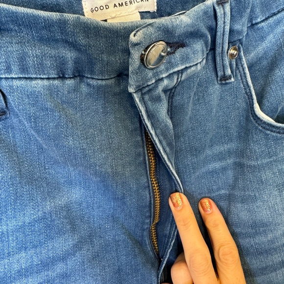 Good American Anthro Good Waist Raw Step Hem High Waisted Stretchy Skinny Jeans - Picture 5 of 14